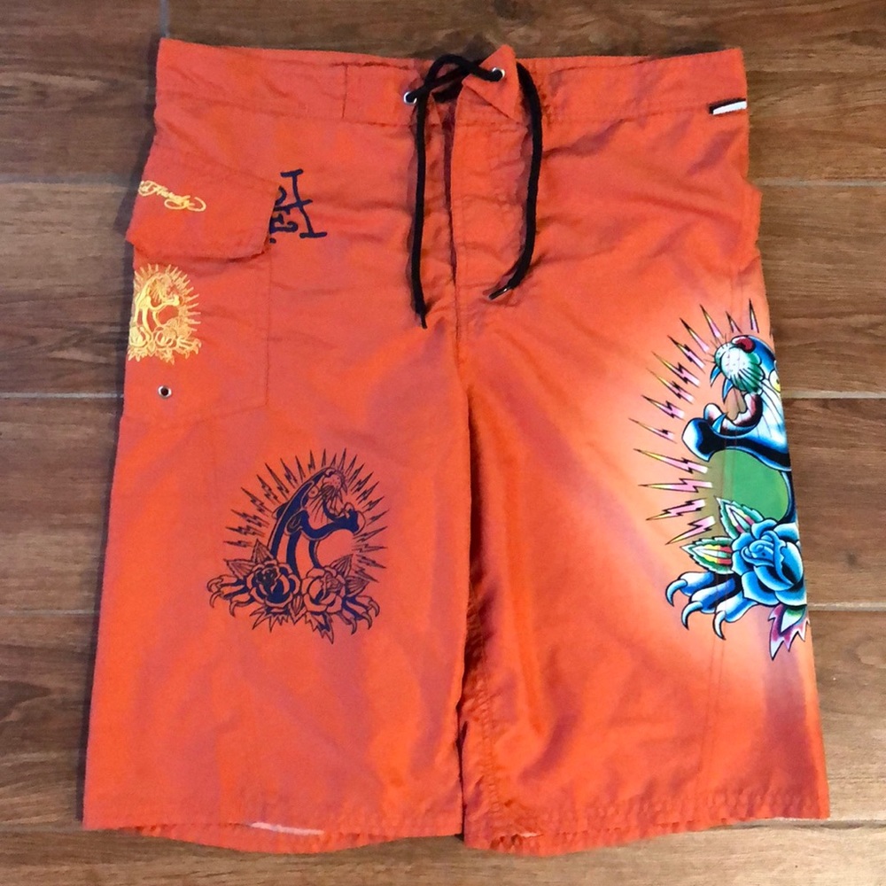 Ed Hardy KIDS Swimwear Surf Trunks By Christian Audigier Youth XL